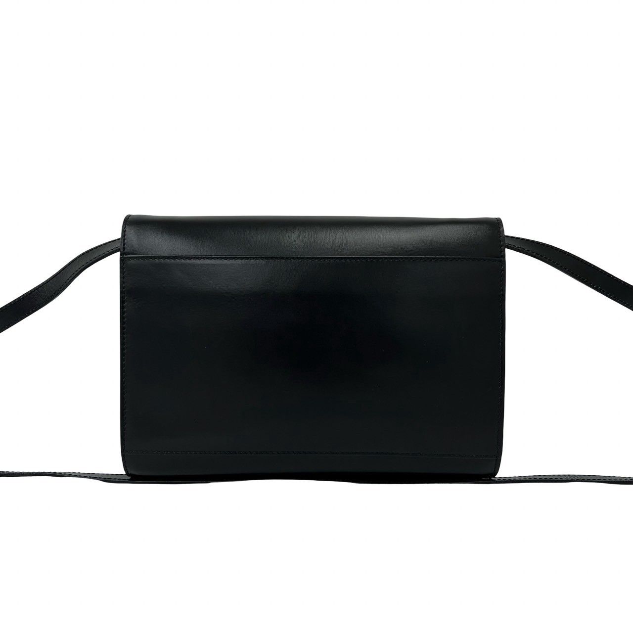 Celine Vintage Circle Logo Leather Shoulder Bag Pochette Sakosh Black — view 3