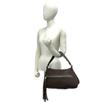 Chanel Seal 8 Logo Fringe Tassel Leather Shoulder Bag Tote Brown — view 2