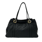 Gucci GG Twins Guccissima Leather Logo Tote Shoulder Bag Black — view 3