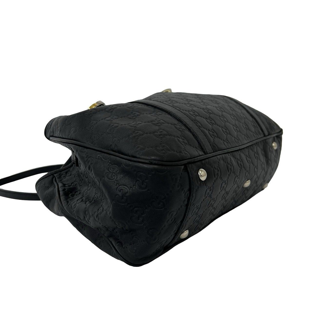 Gucci GG Twins Guccissima Leather Logo Tote Shoulder Bag Black — view 7