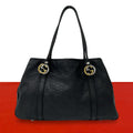 Gucci GG Twins Guccissima Leather Logo Tote Shoulder Bag Black