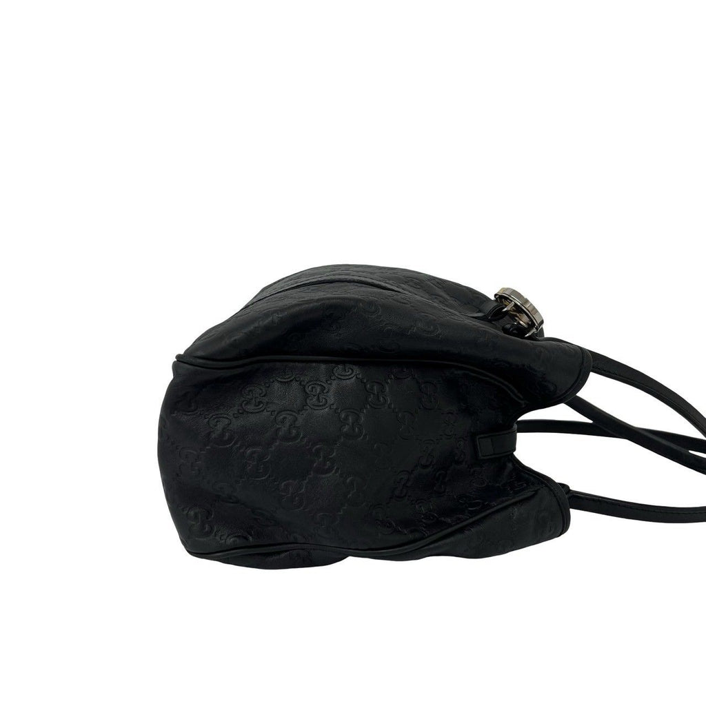 Gucci GG Twins Guccissima Leather Logo Tote Shoulder Bag Black — view 6
