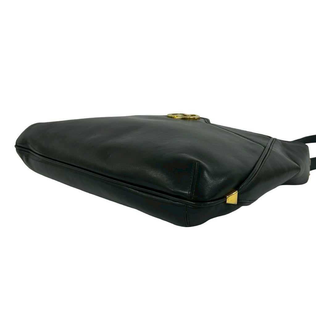 Gucci Vintage Logo Leather Shoulder Bag Tote Black — view 8
