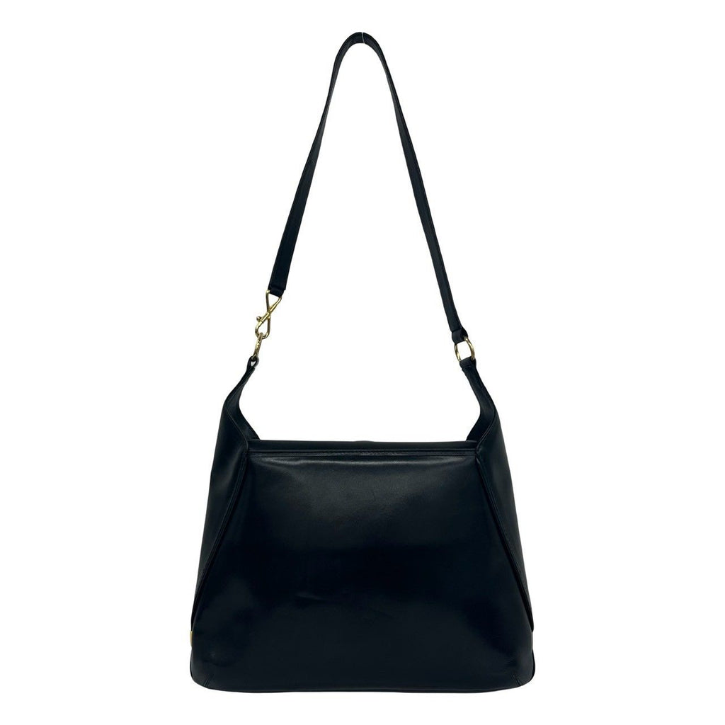 Gucci Vintage Logo Leather Shoulder Bag Tote Black — view 3