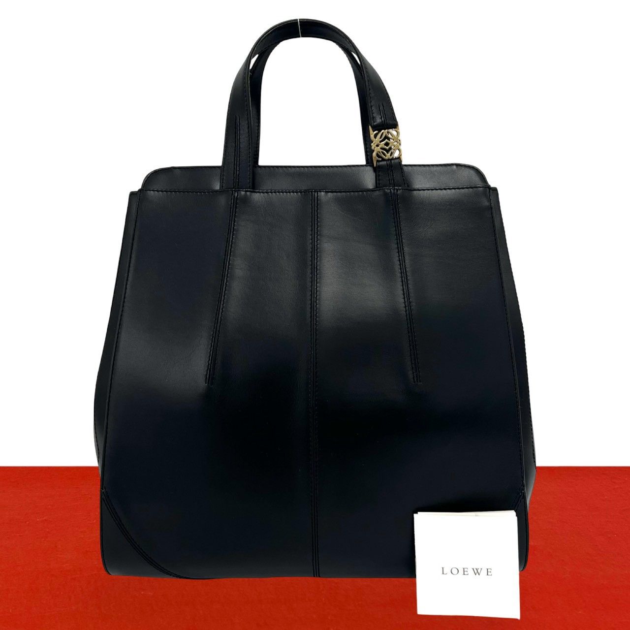 Loewe Anagram Logo Motif Leather Tote Black