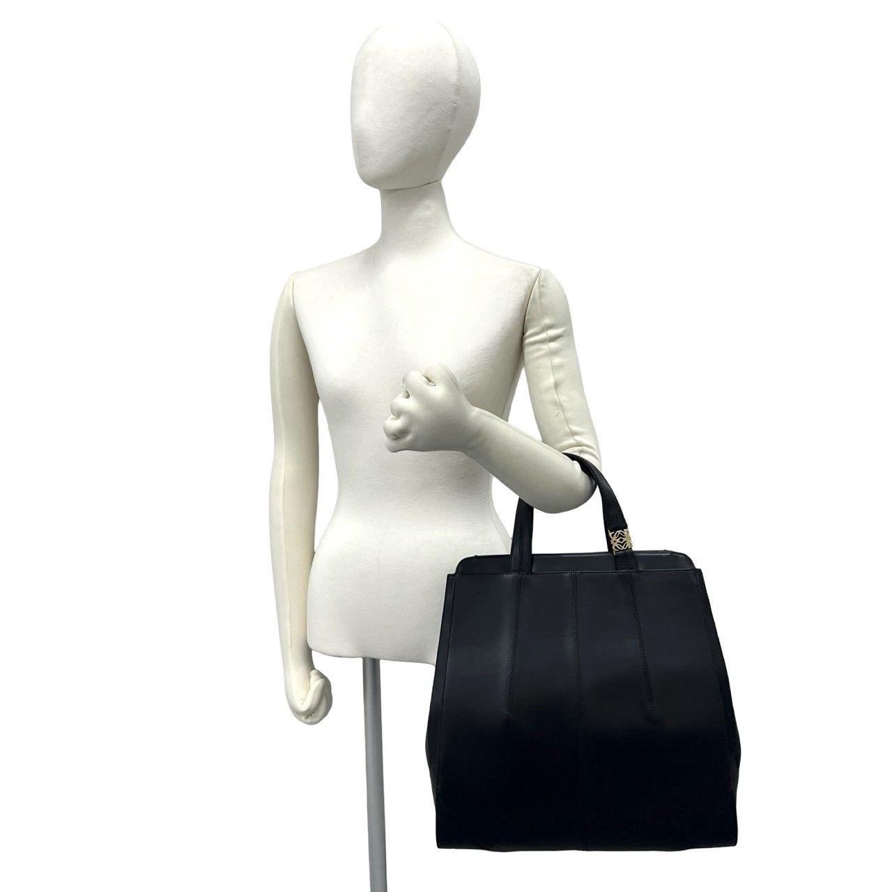 Loewe Anagram Logo Motif Leather Tote Black — view 2