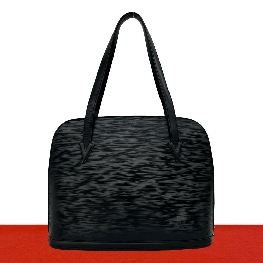 Louis Vuitton Vintage Lussac Epi Leather Tote Shoulder Bag Black