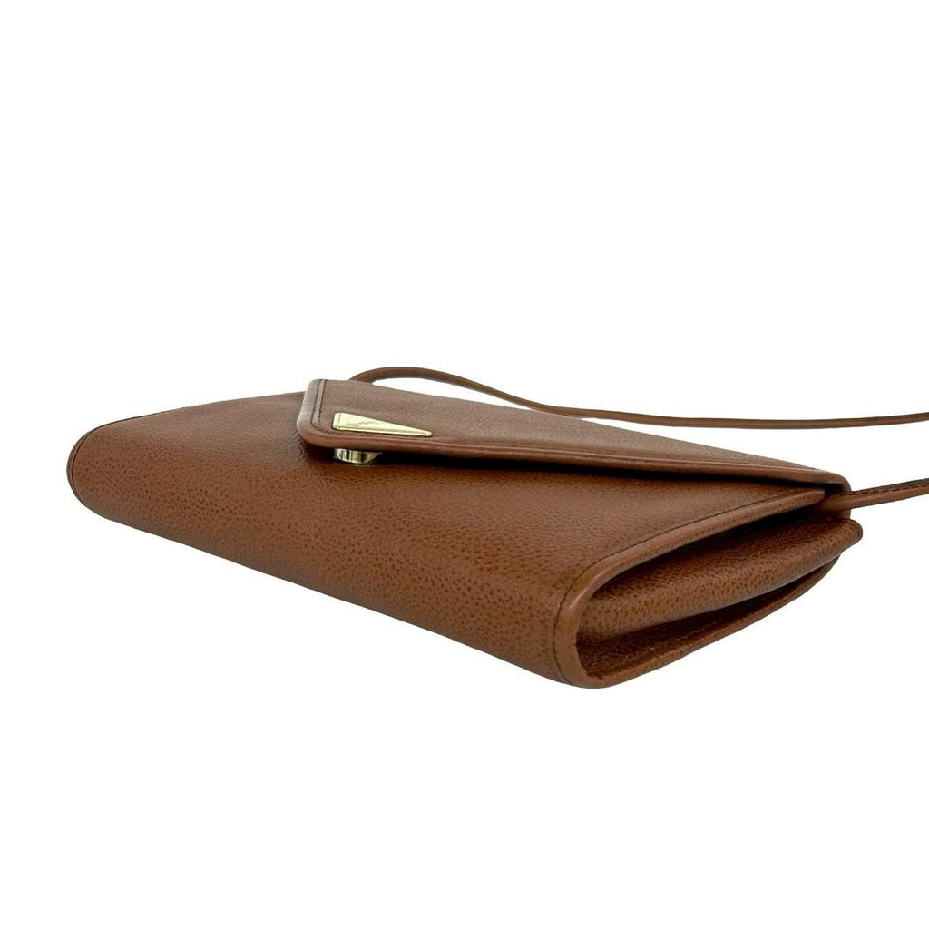 Saint Laurent Vintage YSL Logo Leather Shoulder Bag Sacoch Brown — view 8