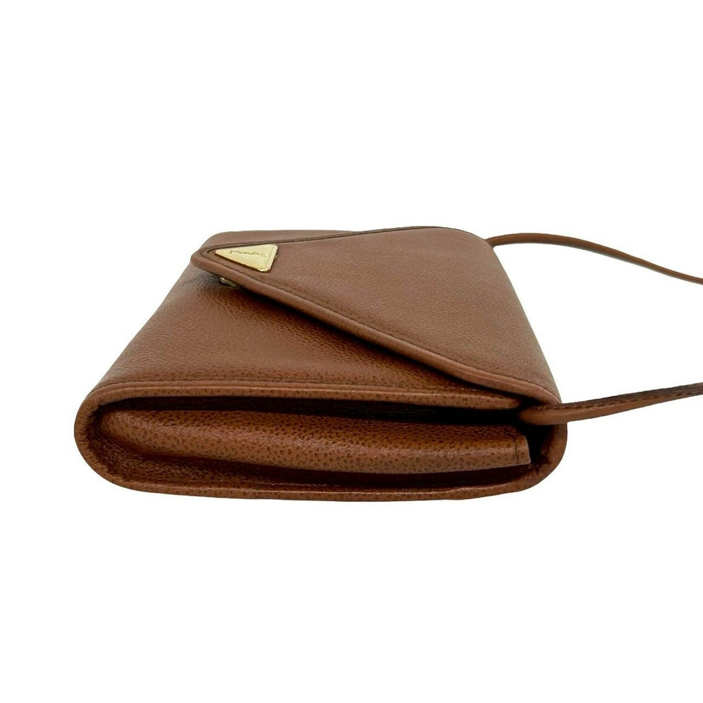 Saint Laurent Vintage YSL Logo Leather Shoulder Bag Sacoch Brown — view 6
