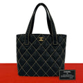 Chanel Card Seal 7 Wild Stitch Lambskin CC Logo Tote Black