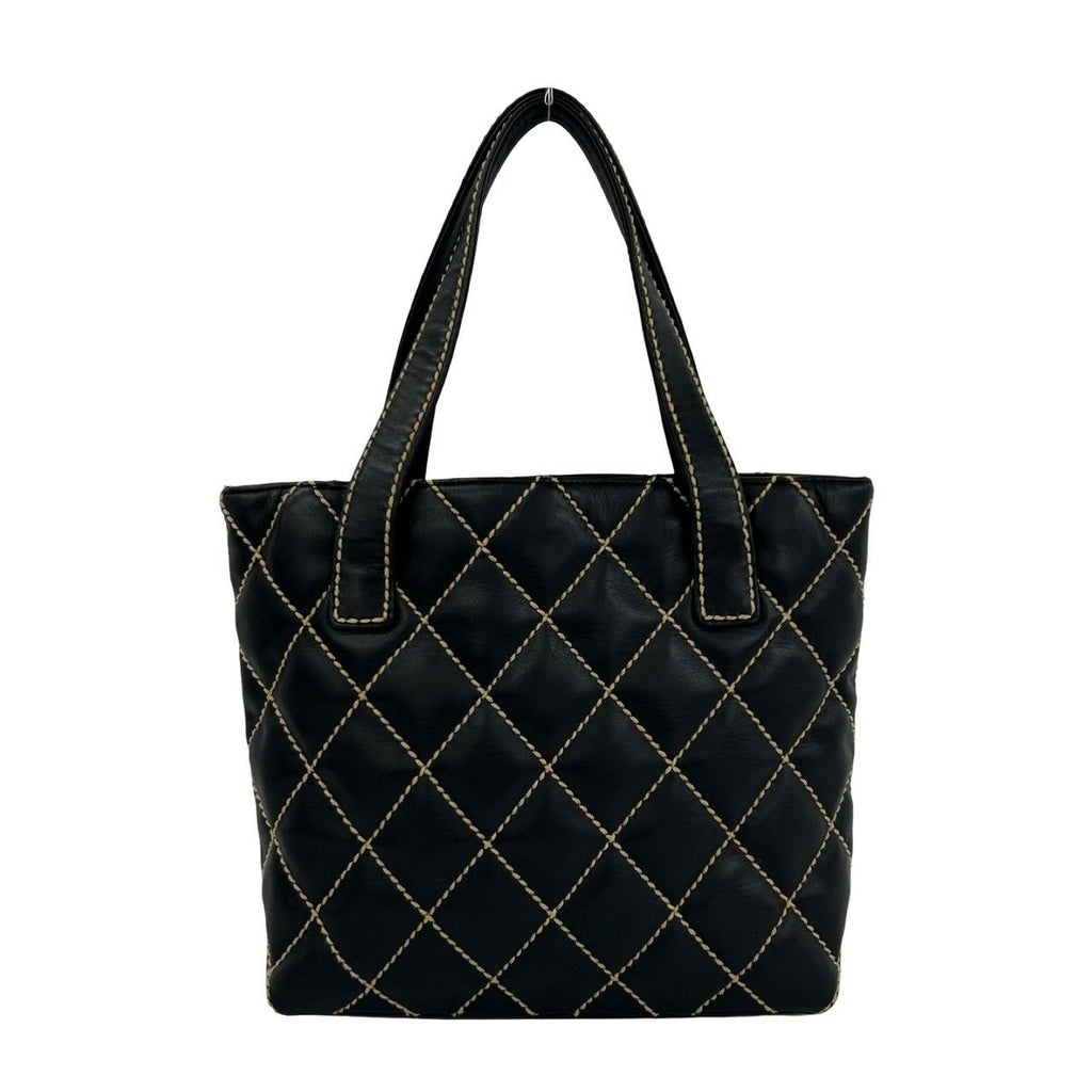 Chanel Card Seal 7 Wild Stitch Lambskin CC Logo Tote Black — view 3