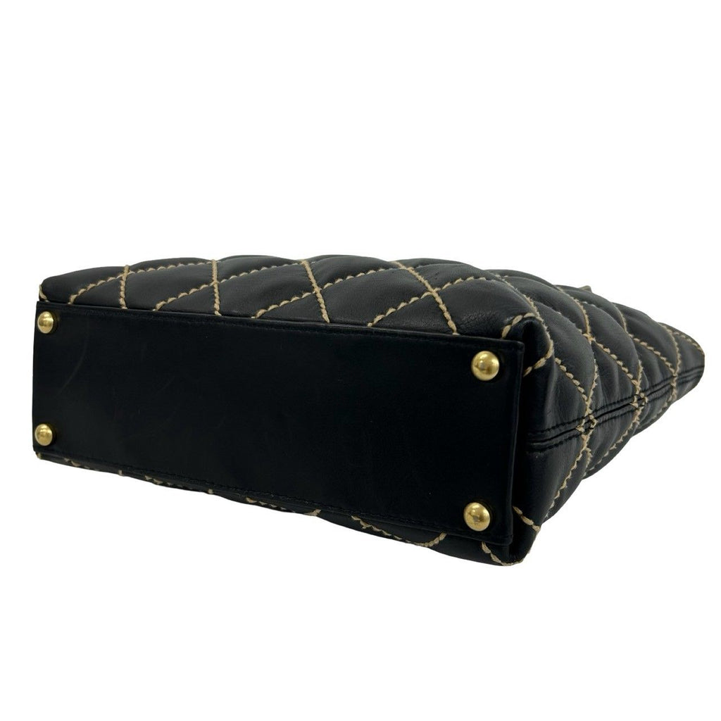 Chanel Card Seal 7 Wild Stitch Lambskin CC Logo Tote Black — view 8