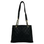 Chanel Card Quilted CC Logo Caviar Leather Tote Shoulder Bag Black — view 3