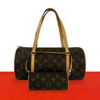 Louis Vuitton Papillon 30 Monogram Pattern Leather Mini Boston Bag Brown