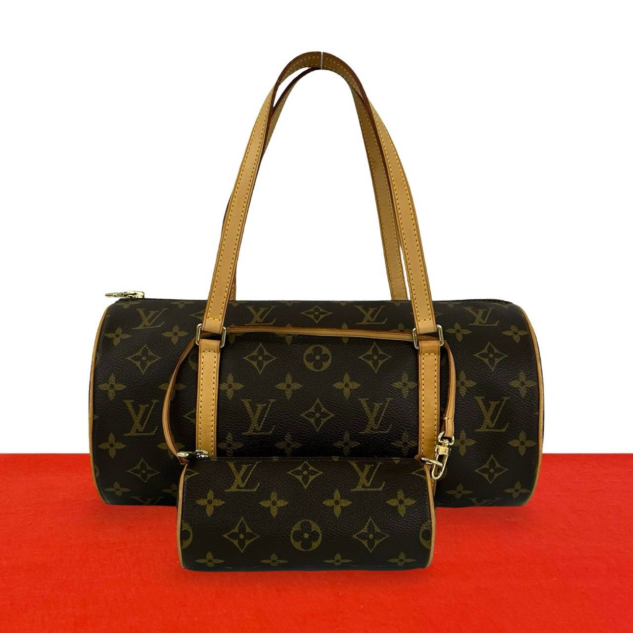Louis Vuitton Papillon 30 Monogram Pattern Leather Mini Boston Bag Brown