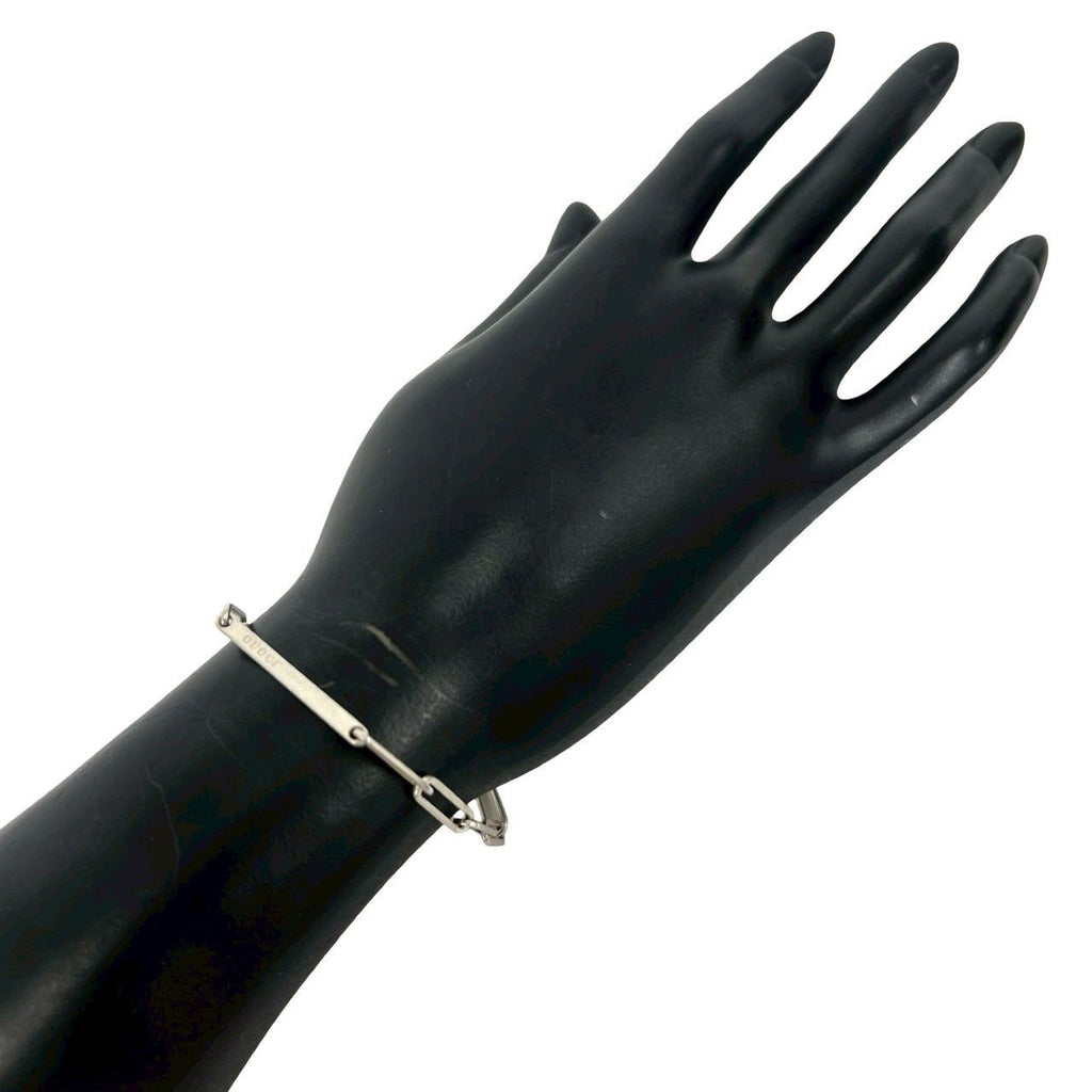 Gucci Logo Plate Bracelet 925 Sterling Silver Chain — view 2