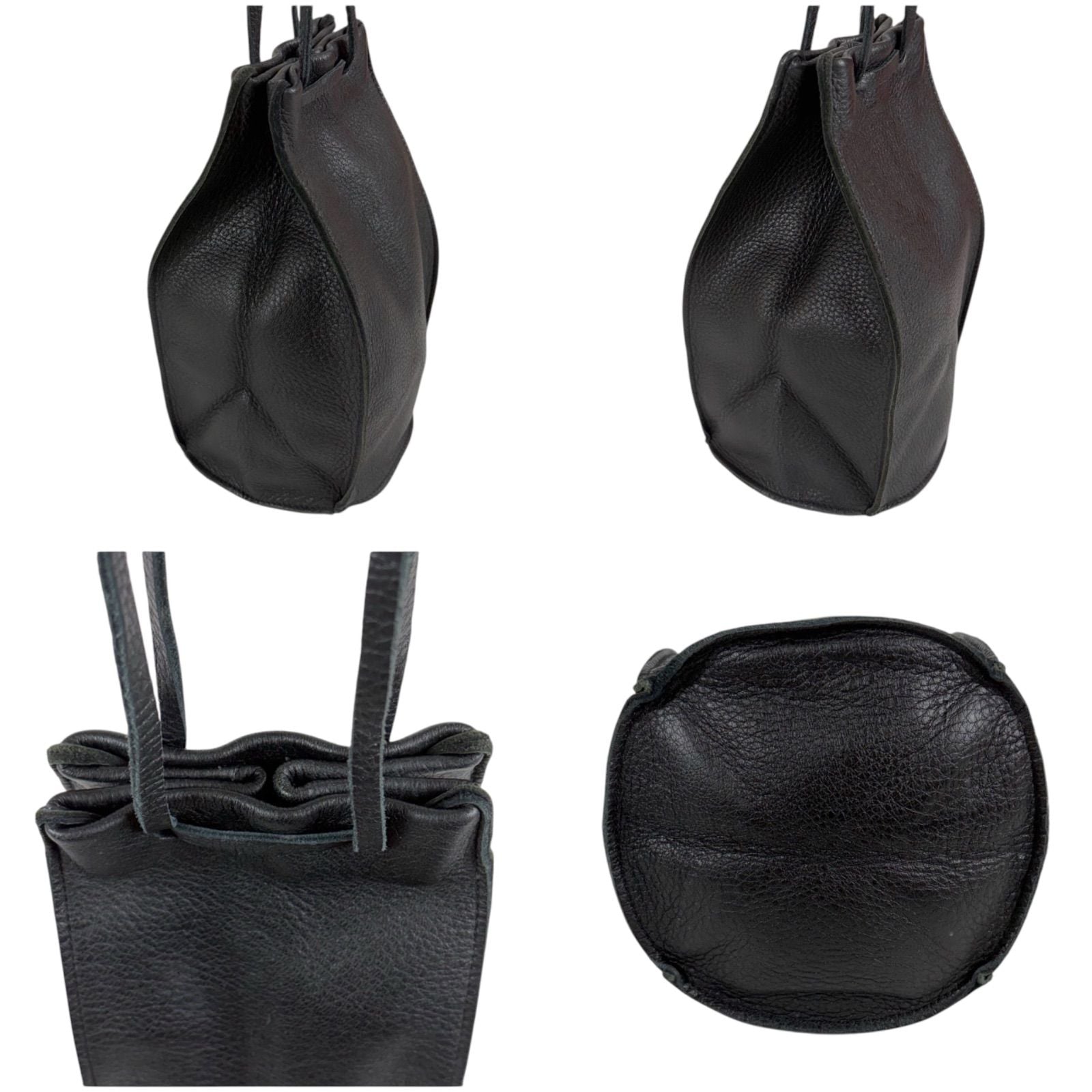 Bottega Veneta Hand Bag Leather Black Bag Drawstring — view 4