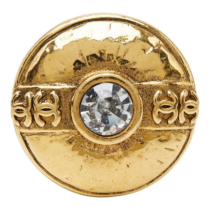 Chanel Vintage Single Earrings Gold Plated Rhinestone