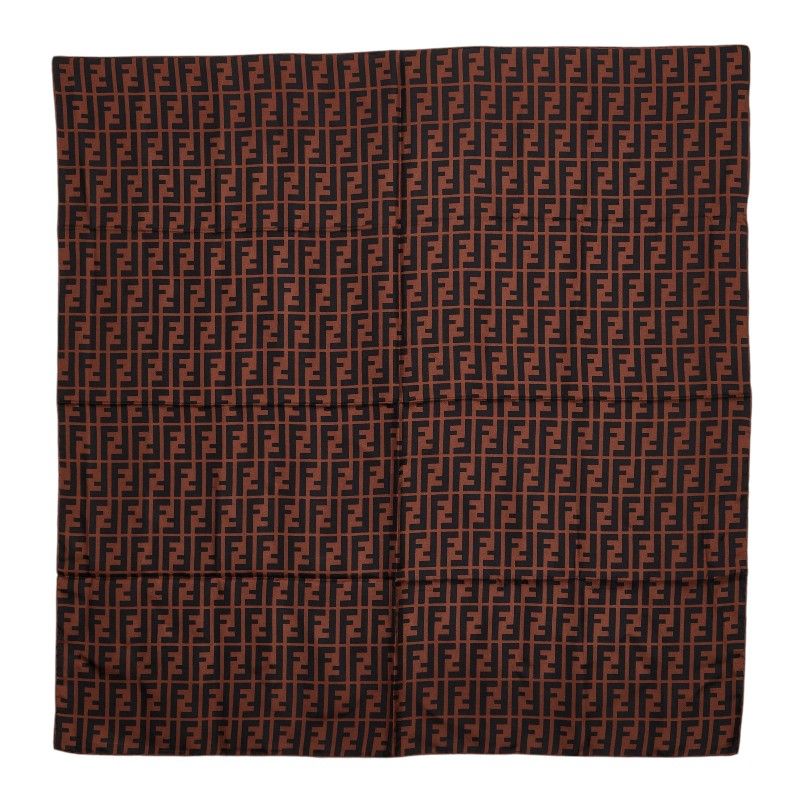 Fendi Zucca Scarf Large Brown Silk