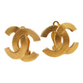 Chanel CC Logo Vintage Earrings Gold Plated