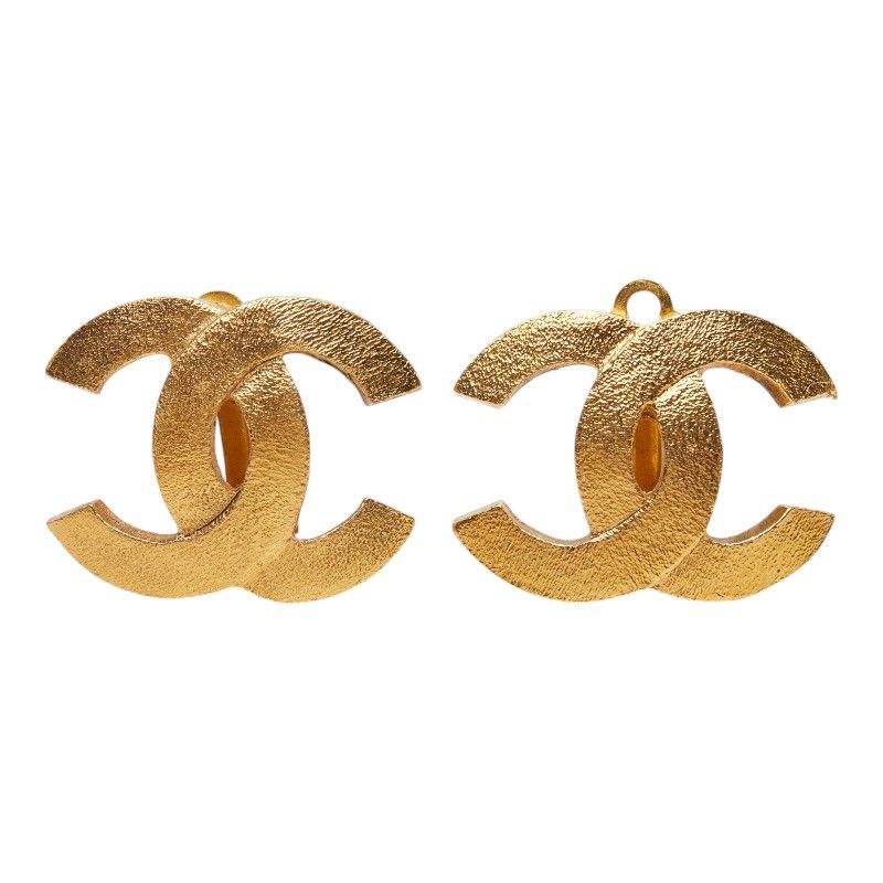 Chanel CC Logo Vintage Earrings Gold Plated — view 2