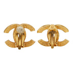 Chanel CC Logo Vintage Earrings Gold Plated — view 3