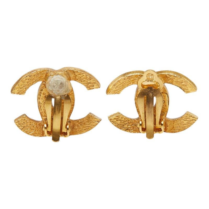 Chanel CC Logo Vintage Earrings Gold Plated — view 3