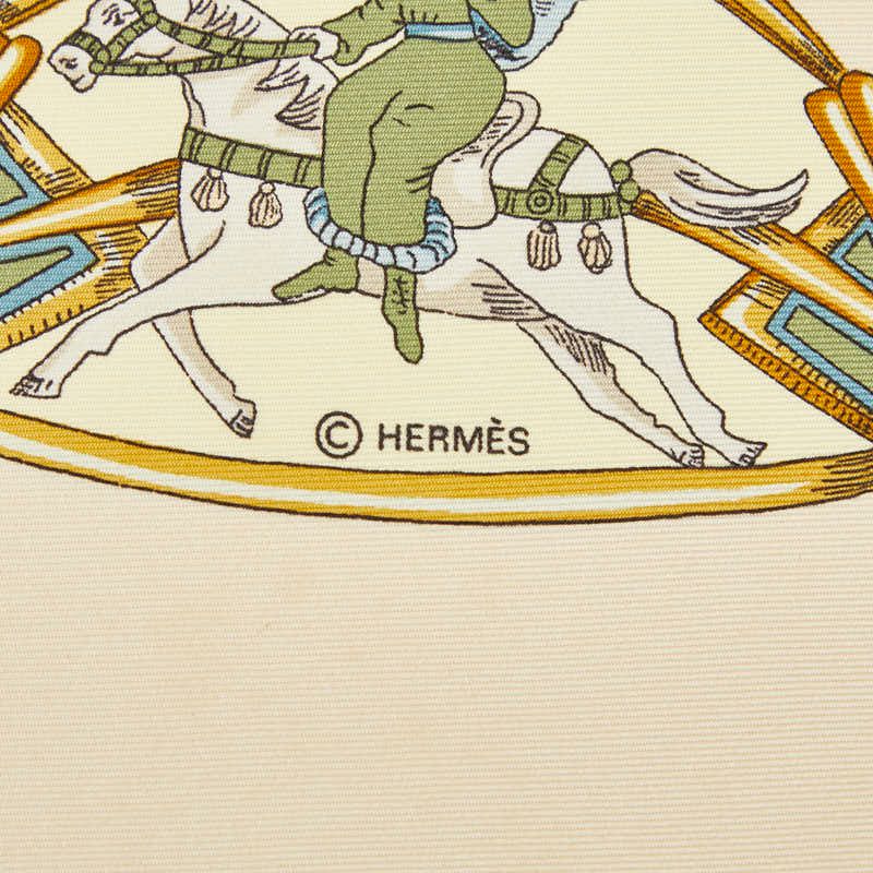 Hermes Carre 90 Tournez Manege Merry Go Round Scarf Large Ivory Multicolor Silk — view 2