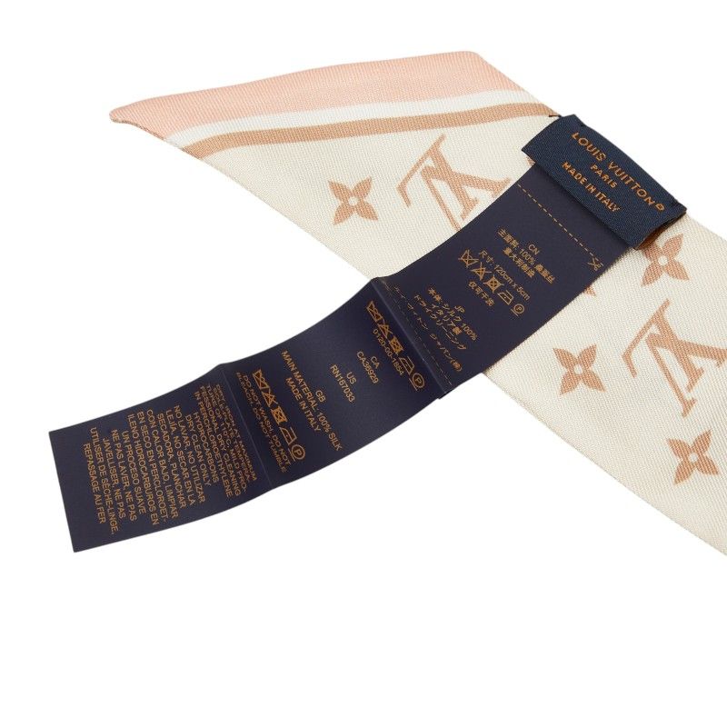 Louis Vuitton Monogram Bandeau BB LV Bow Scarf Beige Pink Silk — view 5