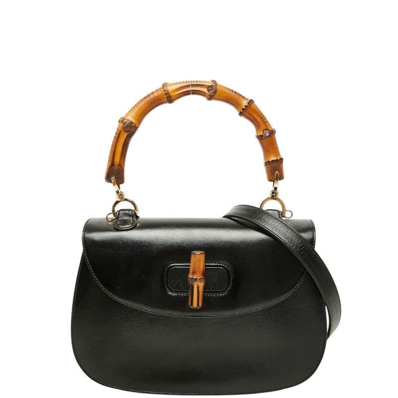 Gucci Bamboo 2-Way Shoulder Bag 000 Black Leather