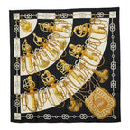 Hermes Carre 90 Cliquetis Scarf Large Black Gold Silk