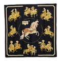 Hermes Carre 90 Carrousel Merry Go Round Scarf Large Black Gold Silk