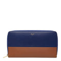 Celine Zip Around Wallet Navy Brown Bicolor Leather