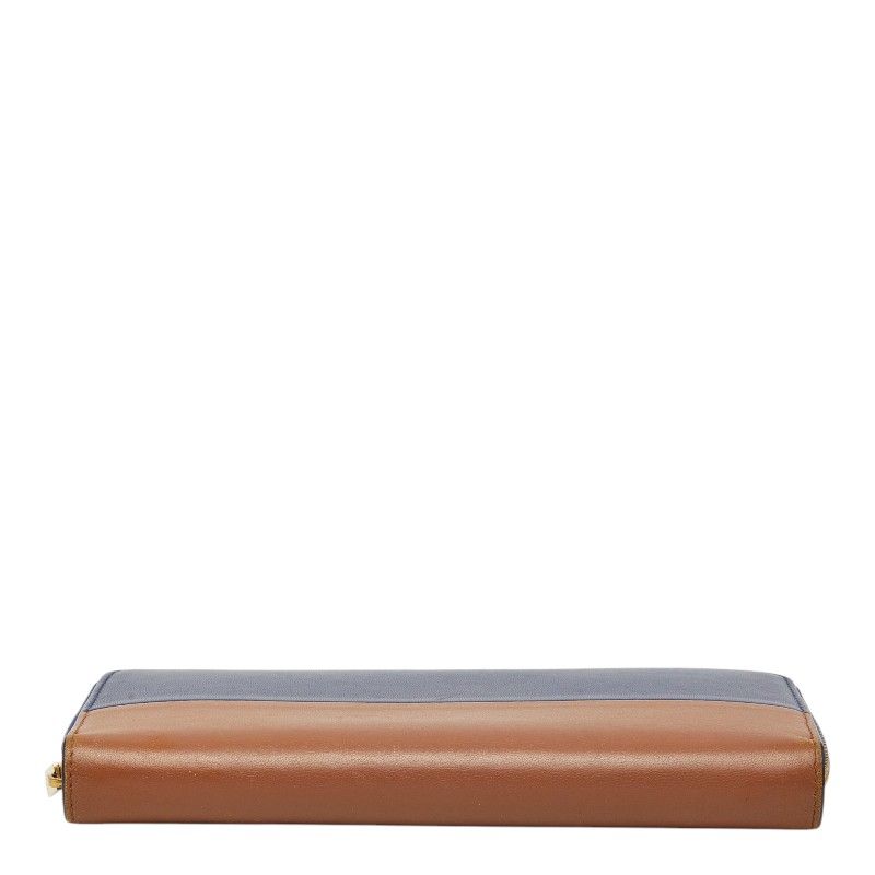 Celine Zip Around Wallet Navy Brown Bicolor Leather — view 3