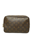 Louis Vuitton Monogram Trousse Toilet 23 Clutch Pouch Brown Leather
