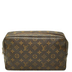 Louis Vuitton Monogram Trousse Toilet 28 Second Bag Brown Leather