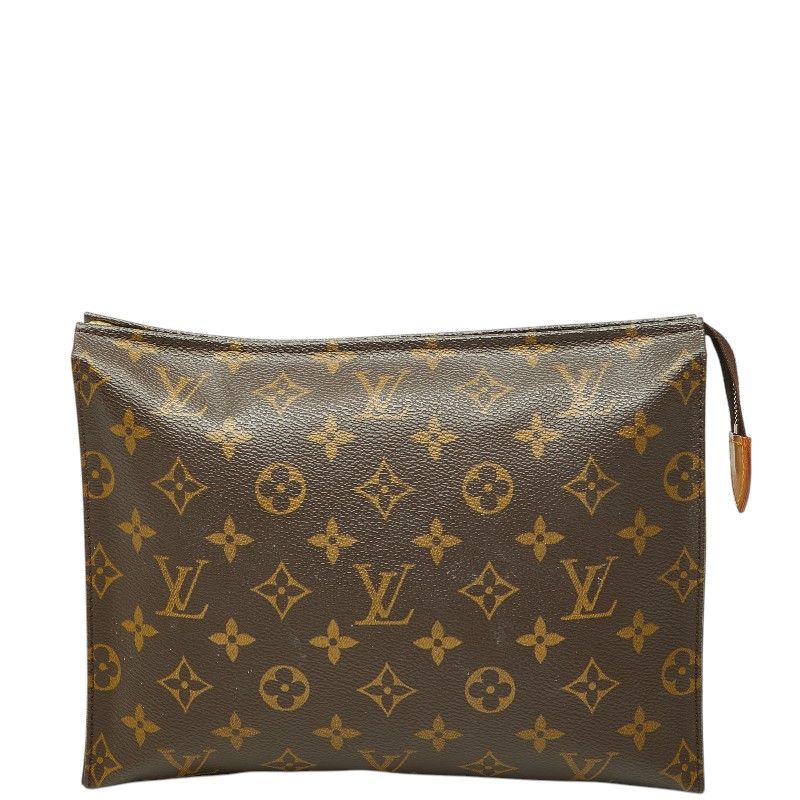 Louis Vuitton Monogram Poche Toilette 26 Clutch Pouch Brown Leather