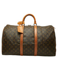 Louis Vuitton Monogram Keepall 50 Boston Bag Brown Leather