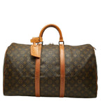 Louis Vuitton Monogram Keepall 50 Boston Bag Brown Leather