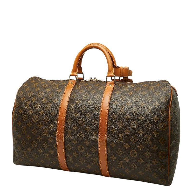 Louis Vuitton Monogram Keepall 50 Boston Bag Brown Leather — view 2