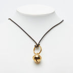 Hermes Bell Necklace Gold Brown Plated Leather — view 7