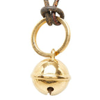 Hermes Bell Necklace Gold Brown Plated Leather — view 3