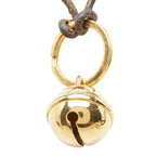 Hermes Bell Necklace Gold Brown Plated Leather