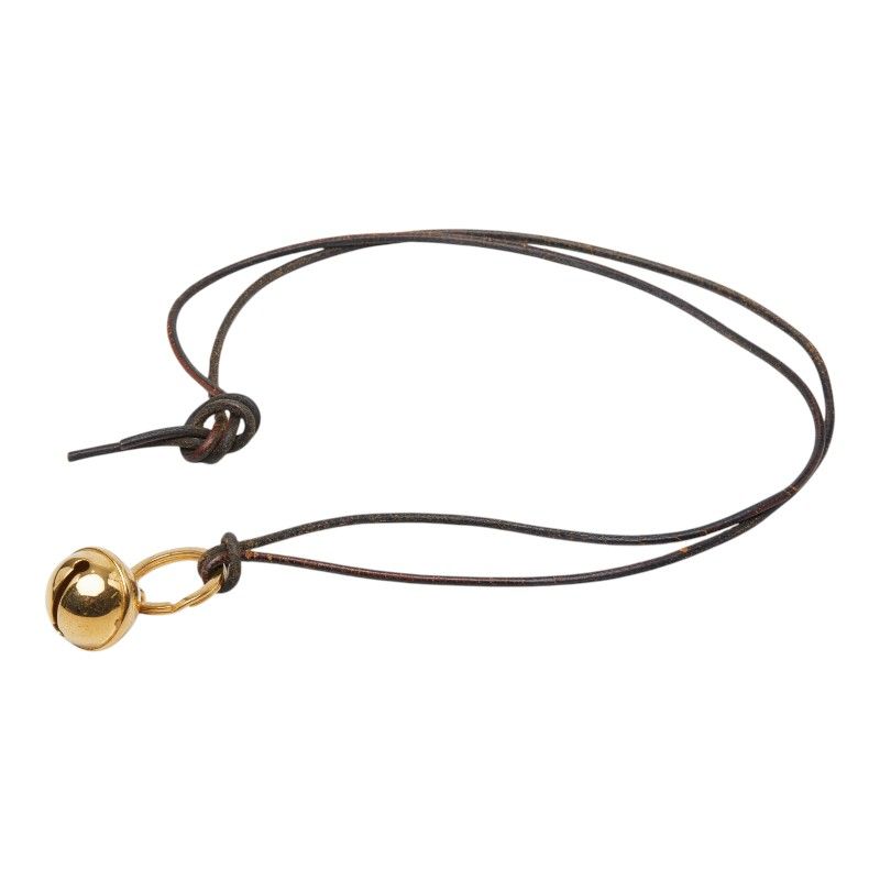 Hermes Bell Necklace Gold Brown Plated Leather — view 4