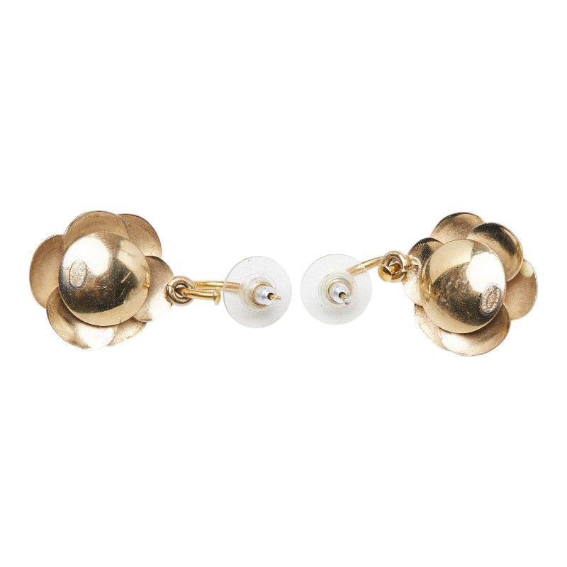Chanel CC Logo Camellia Swing Earrings 02 White Plated — view 3