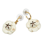 Chanel CC Logo Camellia Swing Earrings 02 White Plated — view 2