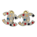 Chanel CC Logo Dot Earrings 05 Silver Multicolor Metal
