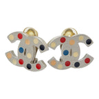 Chanel CC Logo Dot Earrings 05 Silver Multicolor Metal