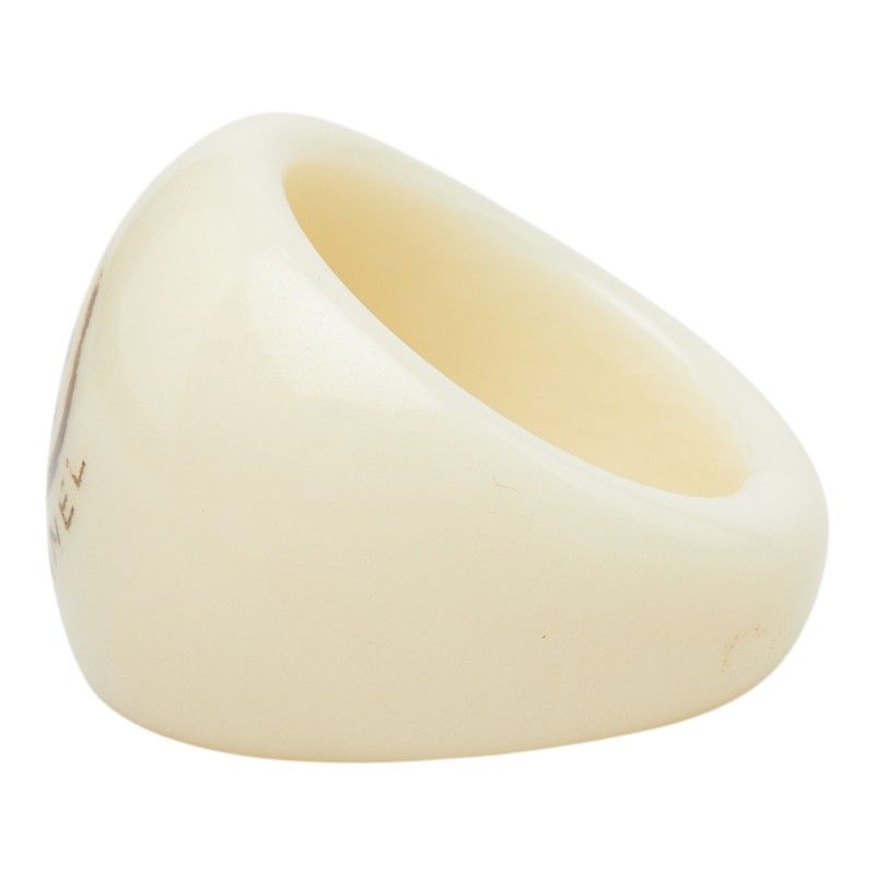 Chanel CC Logo Ring Ivory Plastic — view 3