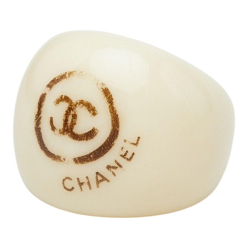 Chanel CC Logo Ring Ivory Plastic — view 2